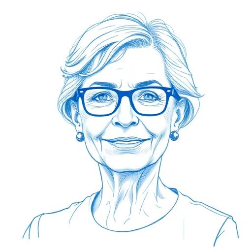 Blue sketch portrait of Ana