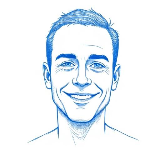 Blue sketch portrait of Marcus